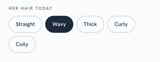 The app’s Today screen: “Her hair today” with Straight, Wavy, Thick, Curly and Coily.
