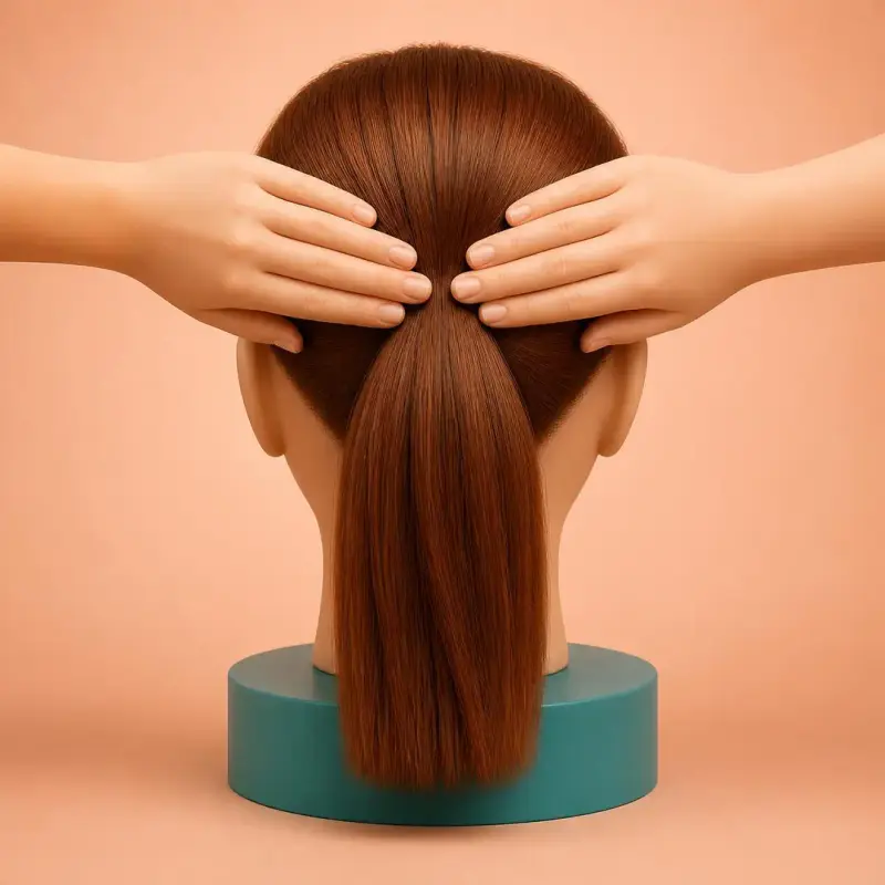 Classic Ponytail, step 2: gather the hair