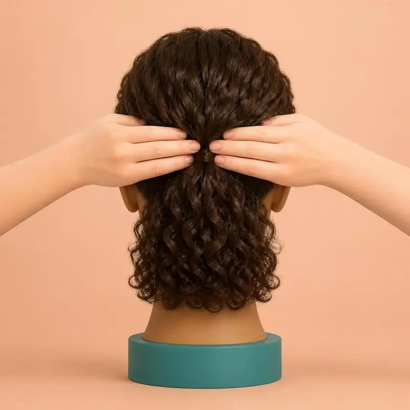 Classic Ponytail, step 2, curly hair: gather the hair