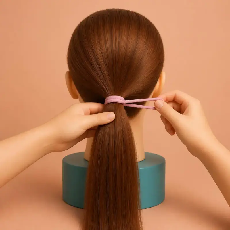 Classic Ponytail, step 5: secure with the elastic