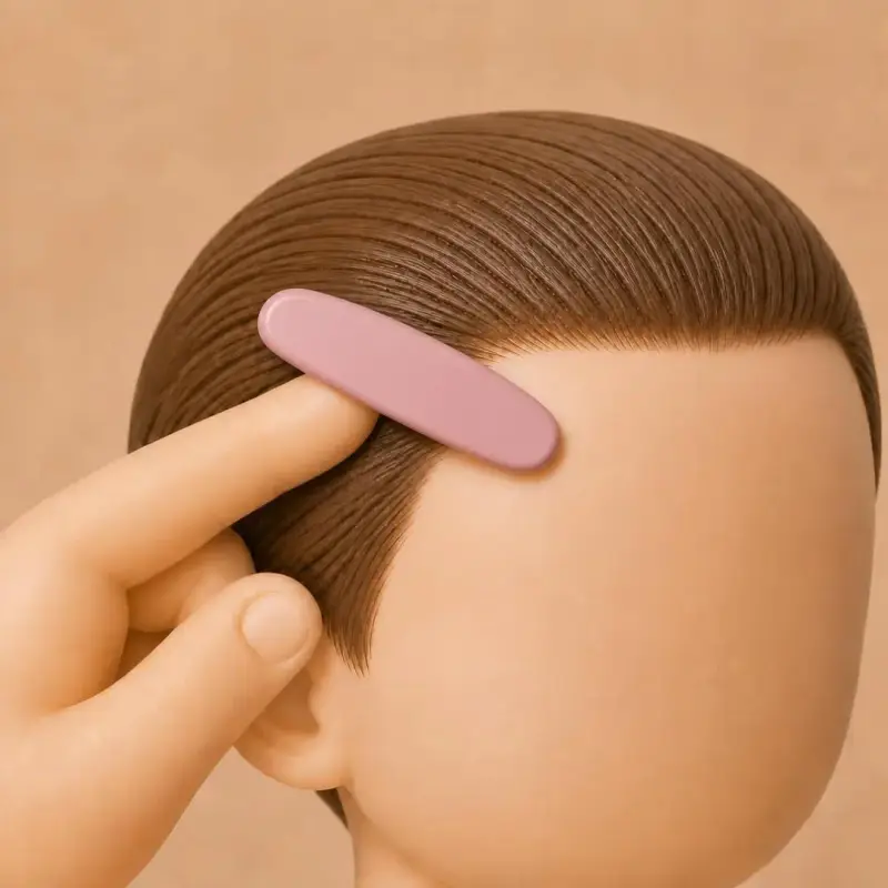 Clip-Back for Baby Wisps, step 3: clip in place