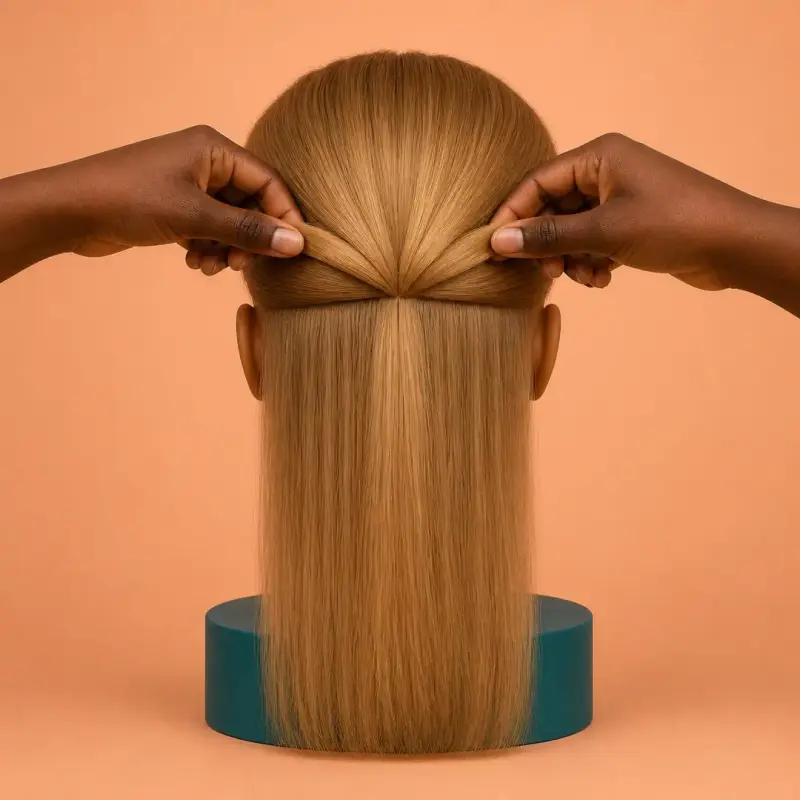 Half-Up, Half-Down, step 3: gather the top section