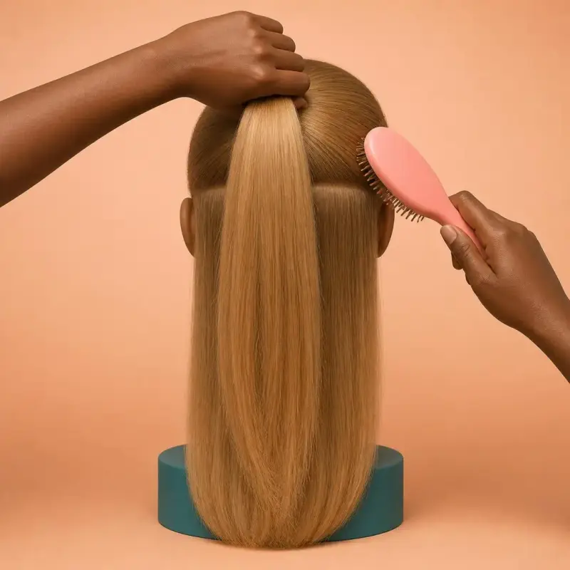 Half-Up, Half-Down, step 4: smooth the sides