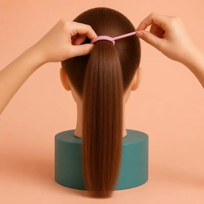 High Ponytail, step 5: secure firmly