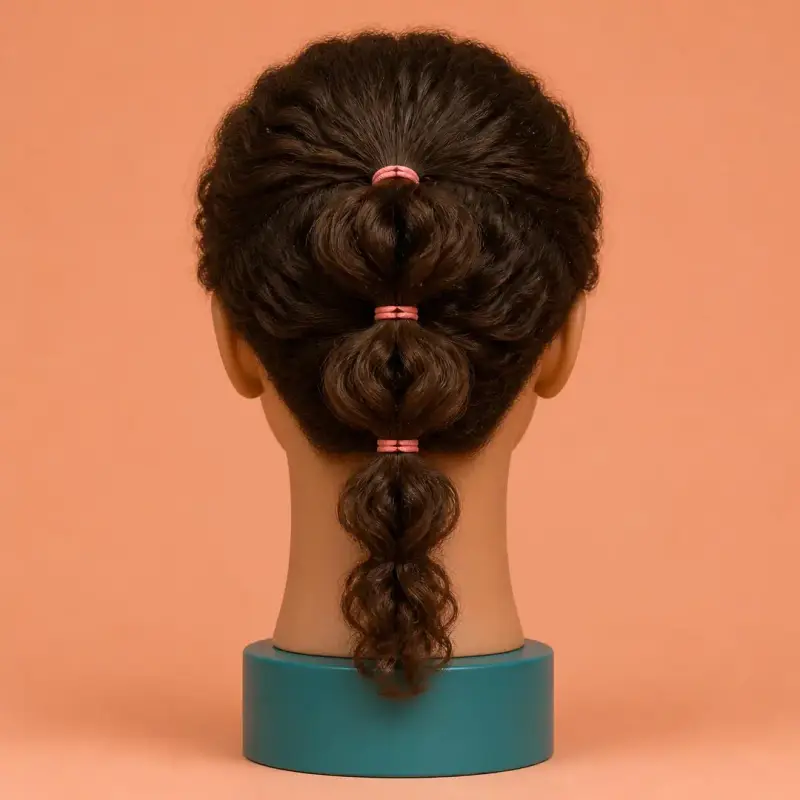 Pull-Through Plait, the finished style on curly hair
