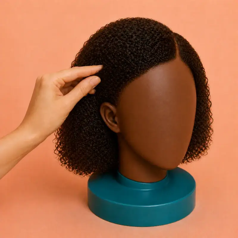 Side-Swept Clip, step 3, curly hair: sweep the front across