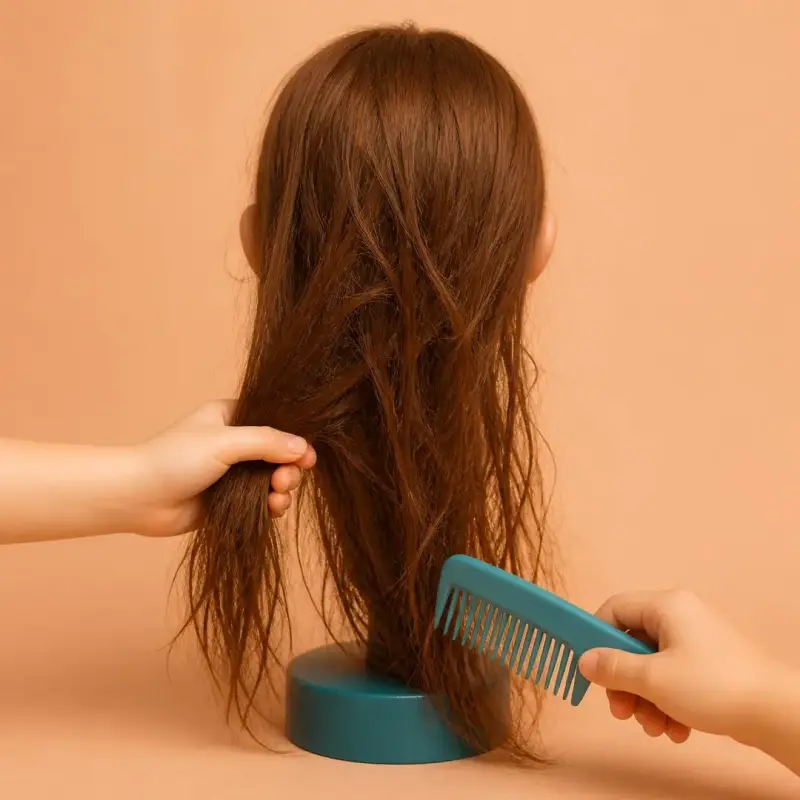 Tangle-Free Brushing, step 2: set your anchor hand