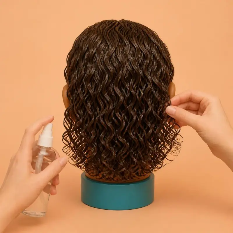 Tangle-Free Brushing, step 5, curly hair: shape with your fingertips