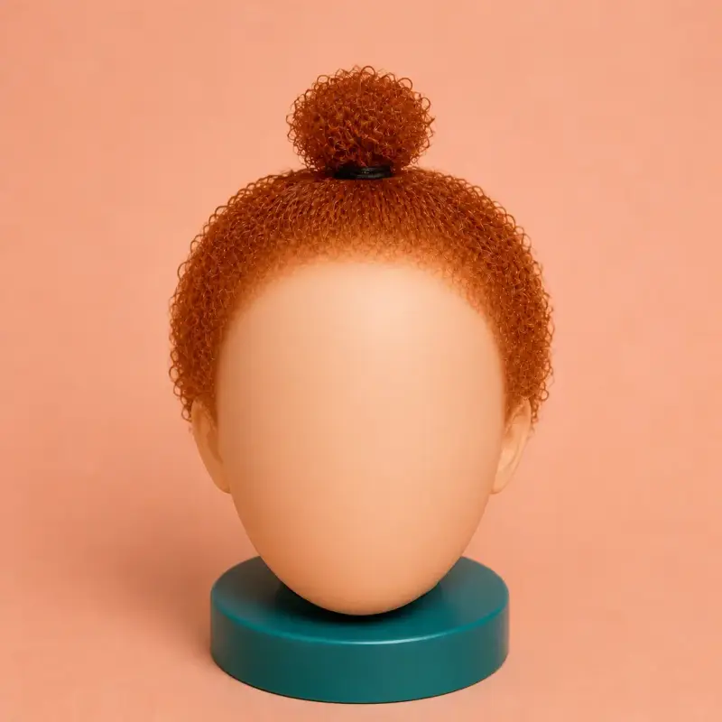 Top Sprout, the finished style, curly hair: back view