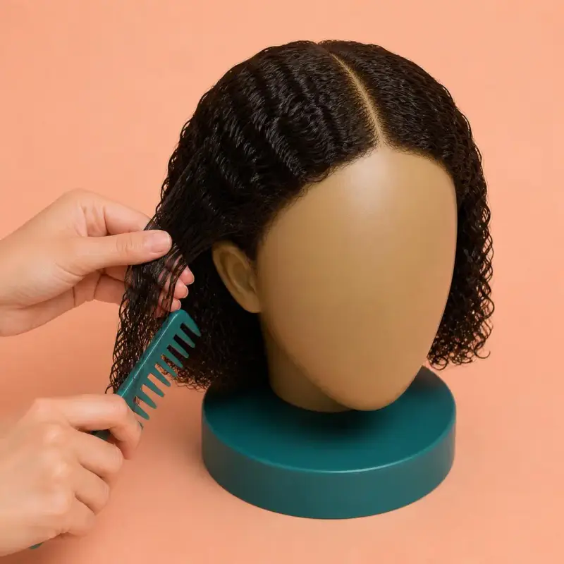 Twist-Back Sides, step 1, curly hair: detangle it damp