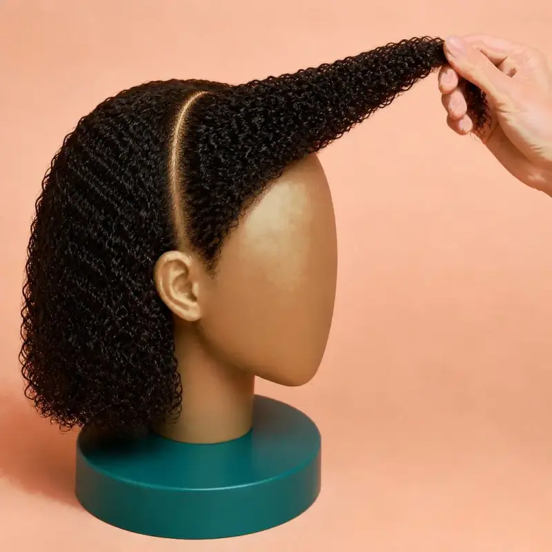 Twist-Back Sides, step 3, curly hair: take the first strip