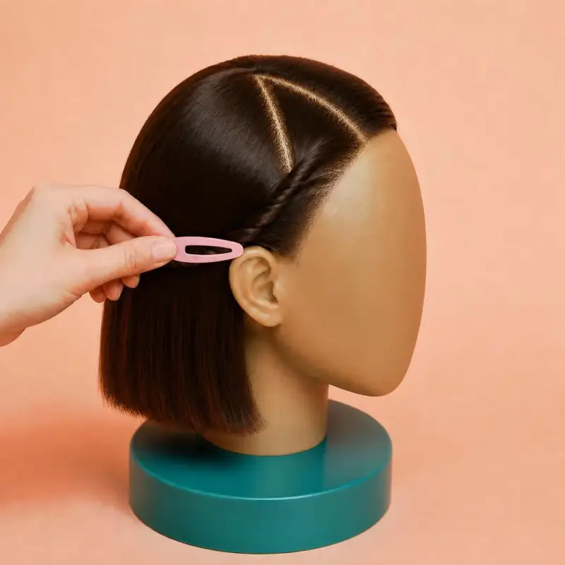 Twist-Back Sides, step 5: clip it