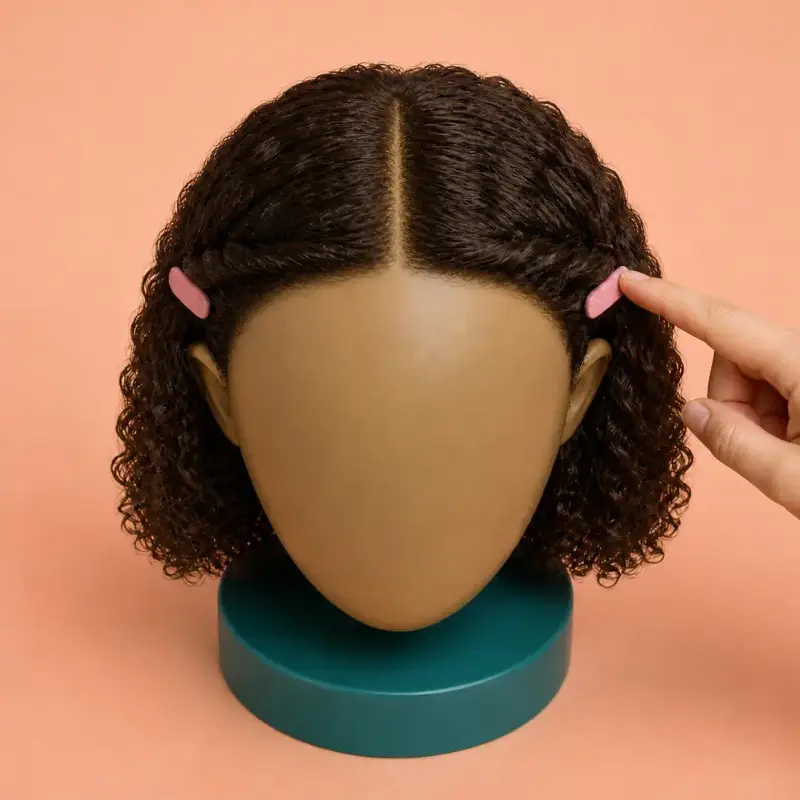 Twist-Back Sides, step 6, curly hair: do the other side to match