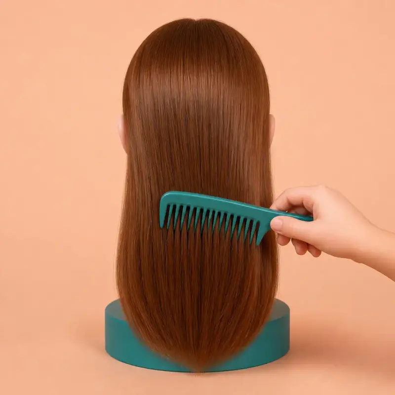 Two Even Bunches, step 1: detangle all the hair