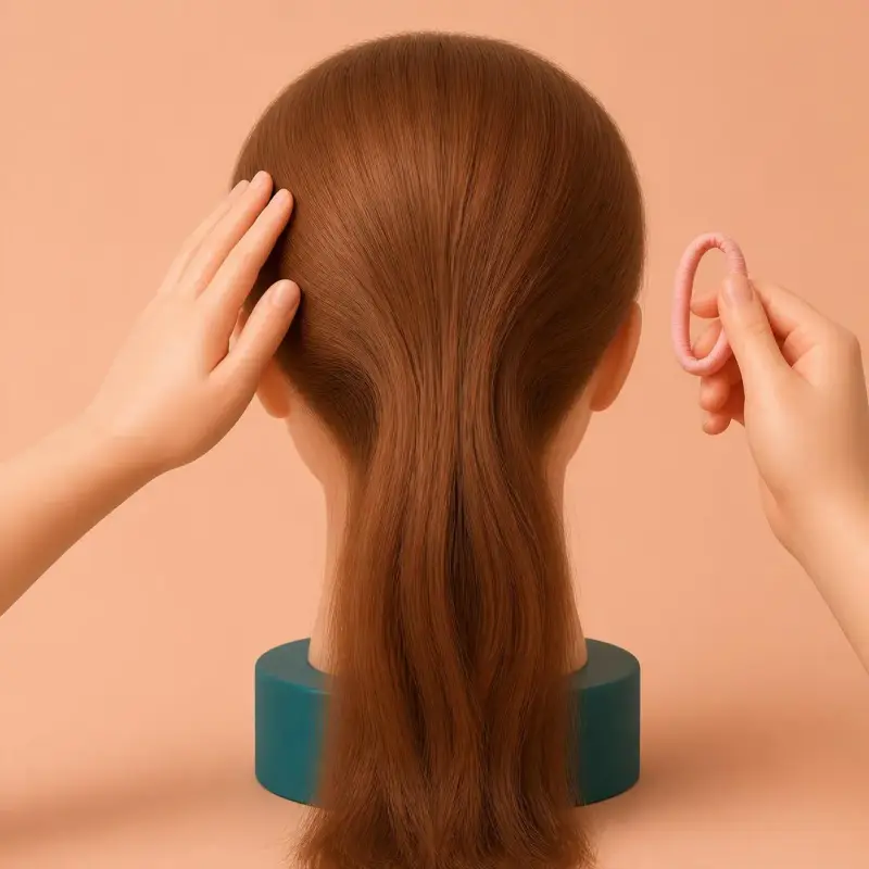 Gentle tension and protecting her edges, shown on a model head