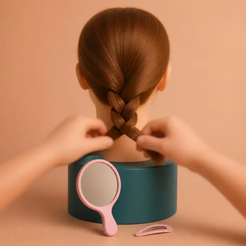 Keeping her still, shown on a model head