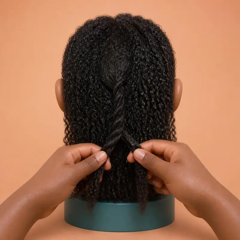 The two-strand twist, shown on a model head